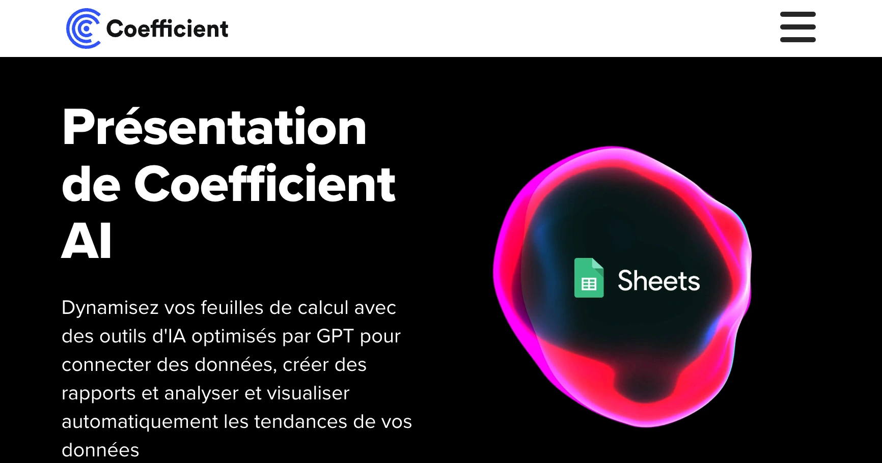 Coefficient - outil d'IA pour Google Sheets