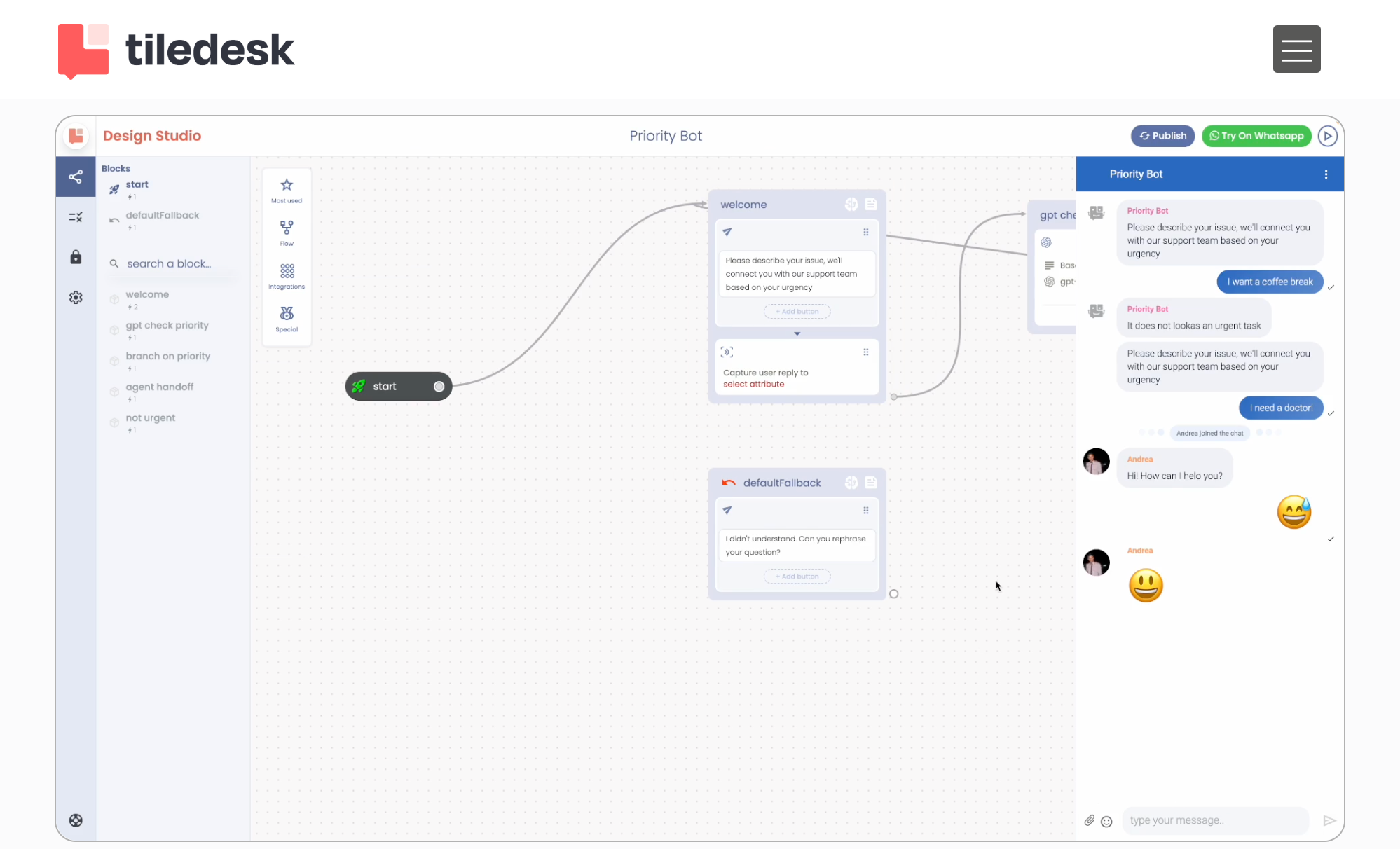 Tiledesk - Plateforme chatbot open-source